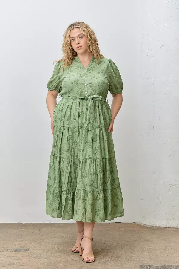 Esme Dress in Green- Plus (1X-3X) Green / 3X