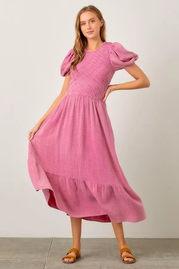 Elle W Dress in Pink- Plus (1X,2X)