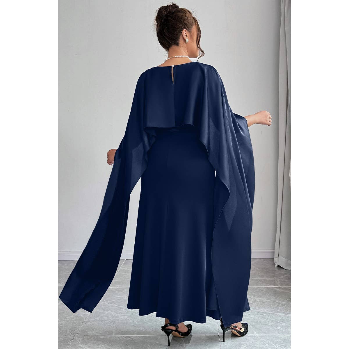 Marcelline Dress in Navy- Plus (1X,2X)