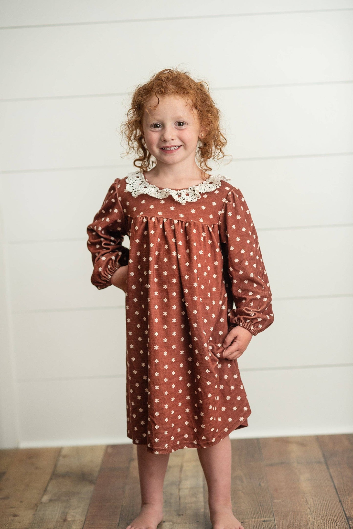 Octavia Dress in Coffee- Girls (3/4-10/12)