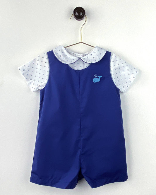 Whale Romper in Navy- Infant Boys (3M-24M)