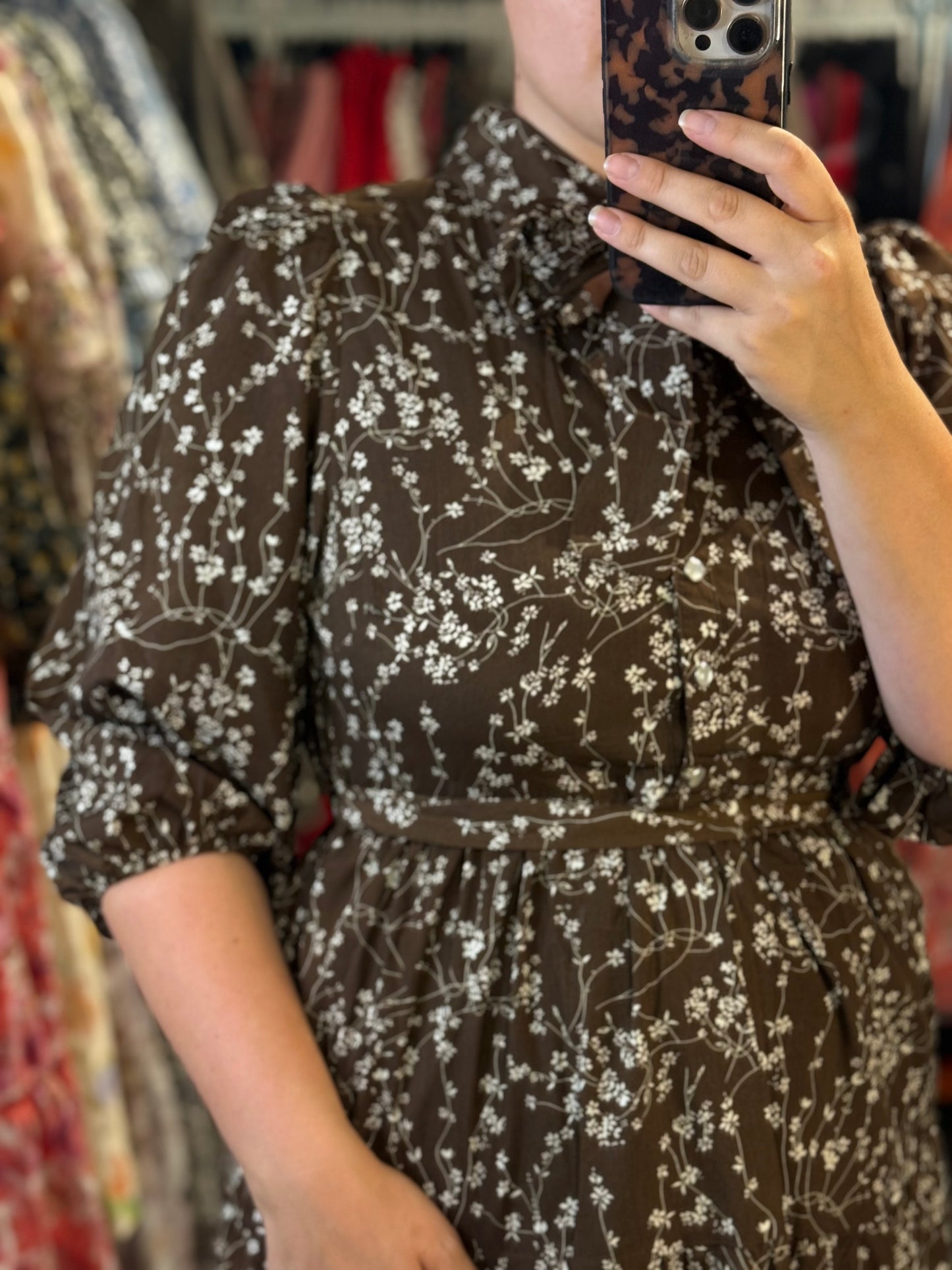 Briony Dress in Mocha/Cream- Misses (S-XL)