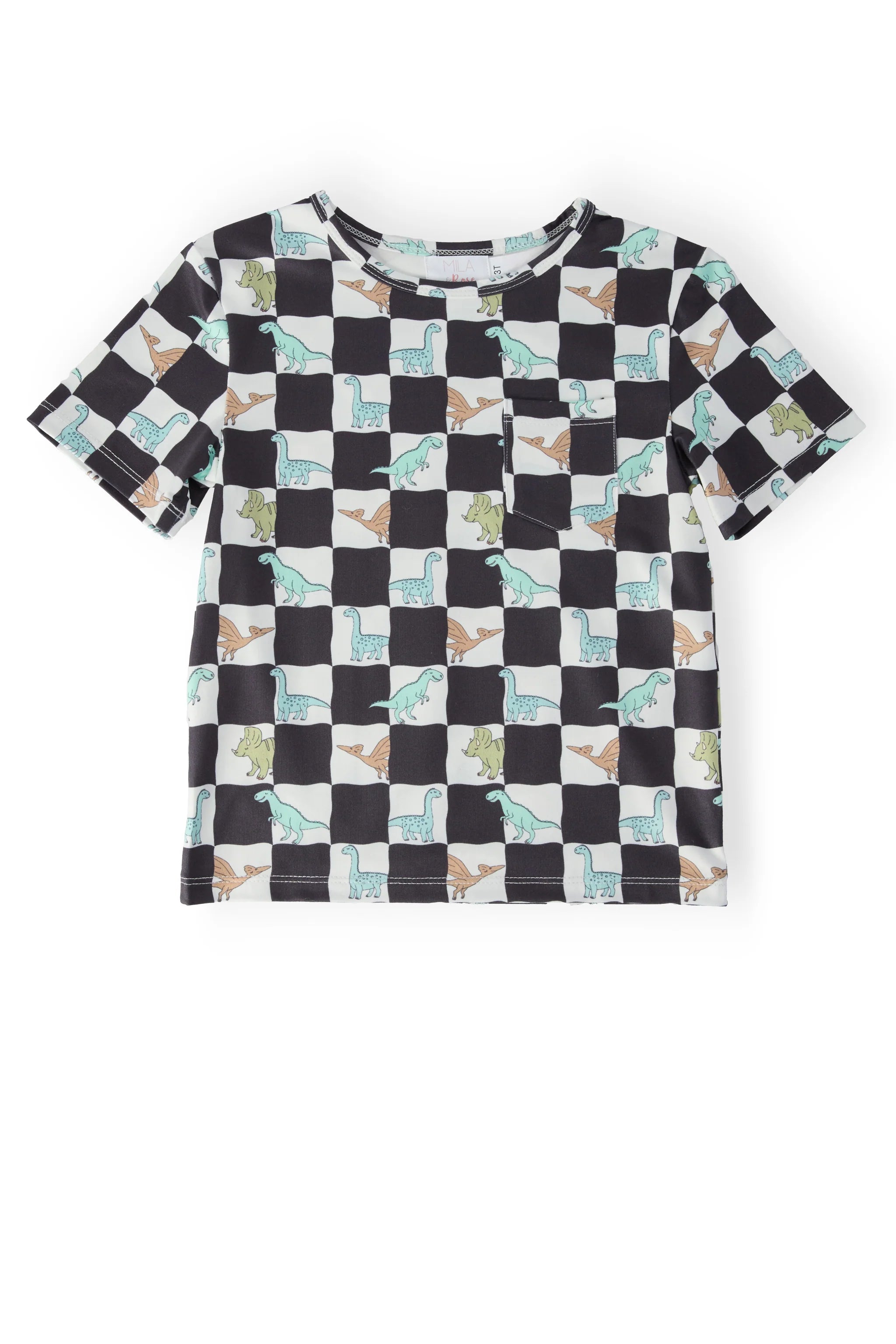 Pocket Tee in Dino Checkers- Little Gents (2T-5/6) – Darlin