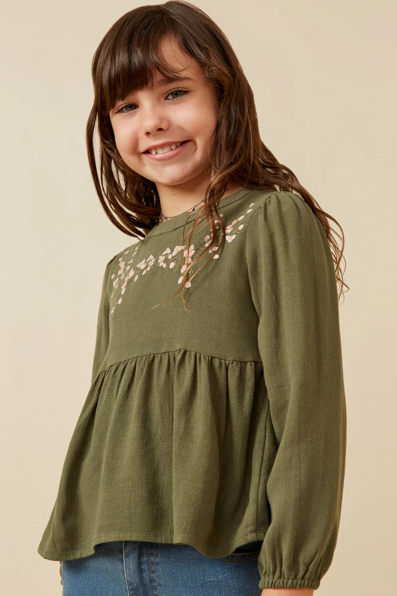 Maya Top in Olive- Tween (S 7/8 - XL 13/14)