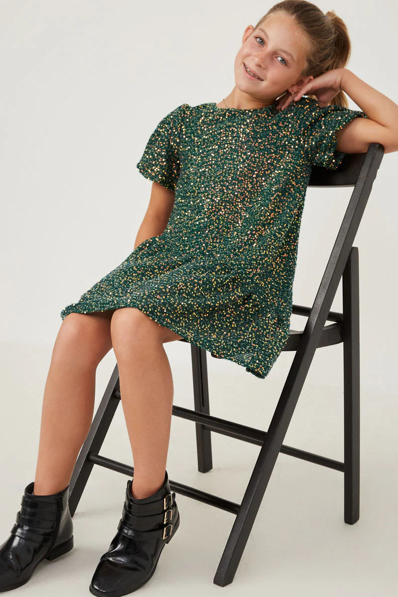 Adalie Dress in Green- Girls/Tween (S 7/8 - XL 13/14)