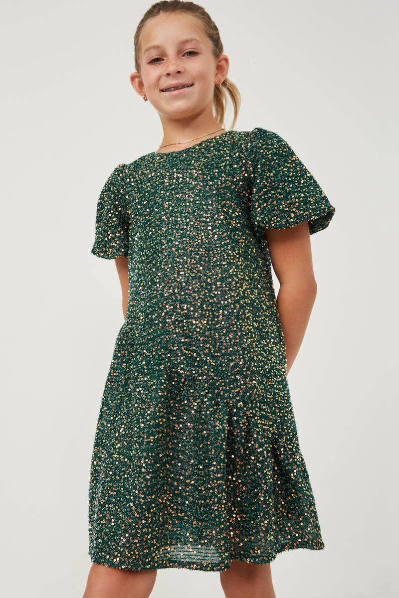 Adalie Dress in Green- Girls/Tween (S 7/8 - XL 13/14)
