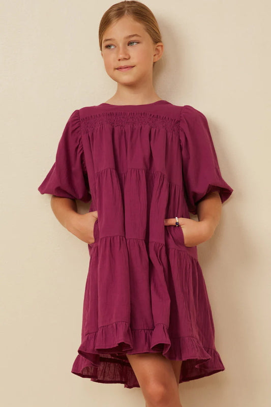 Sienna Dress in Berry- Tween (S 7/8 - XL 13/14)