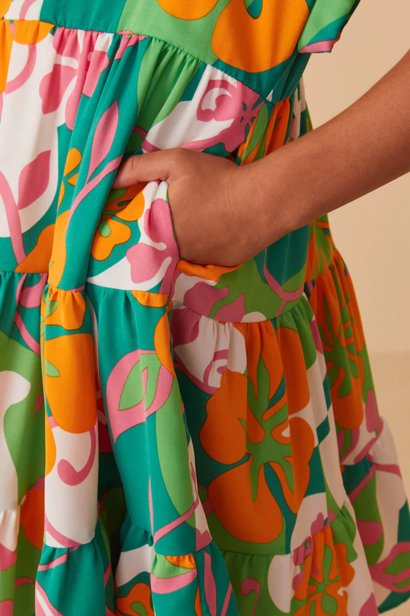 Tori Dress in Green- Tween (S 7/8 - XL 13/14)