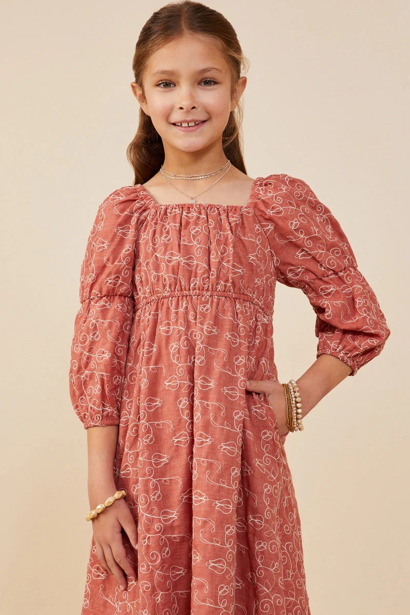Savannah Dress in Rust- Tween (S 7/8 - XL 13/14)