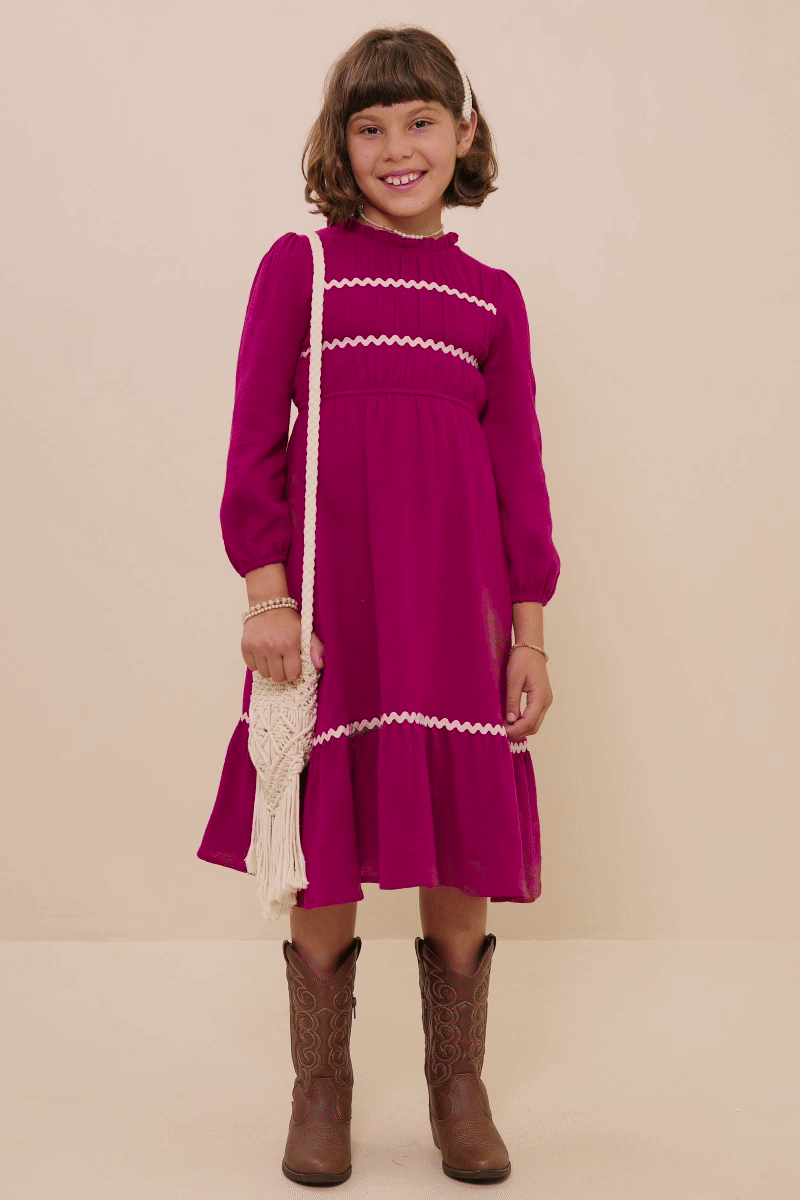 Journee Dress in Berry- Tween (S 7/8 - M 9/10)