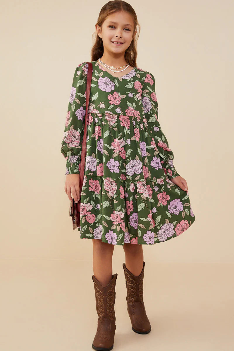 Lily Dress in Olive- Tween (S 7/8 - XL 13/14)