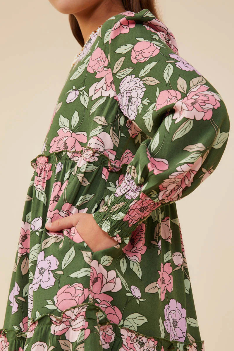 Lily Dress in Olive- Tween (S 7/8 - XL 13/14)