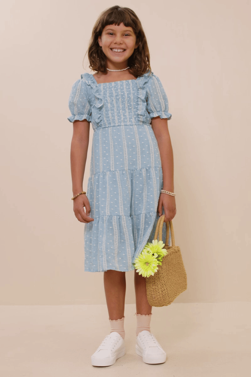 Lainey Dress in Light Denim- Tween Girls (S 7/8 - XL 13/14)
