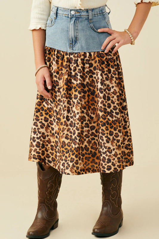 Tilly Skirt in Leopard- Girls/Tween (S 7/8 - XL 13/14)