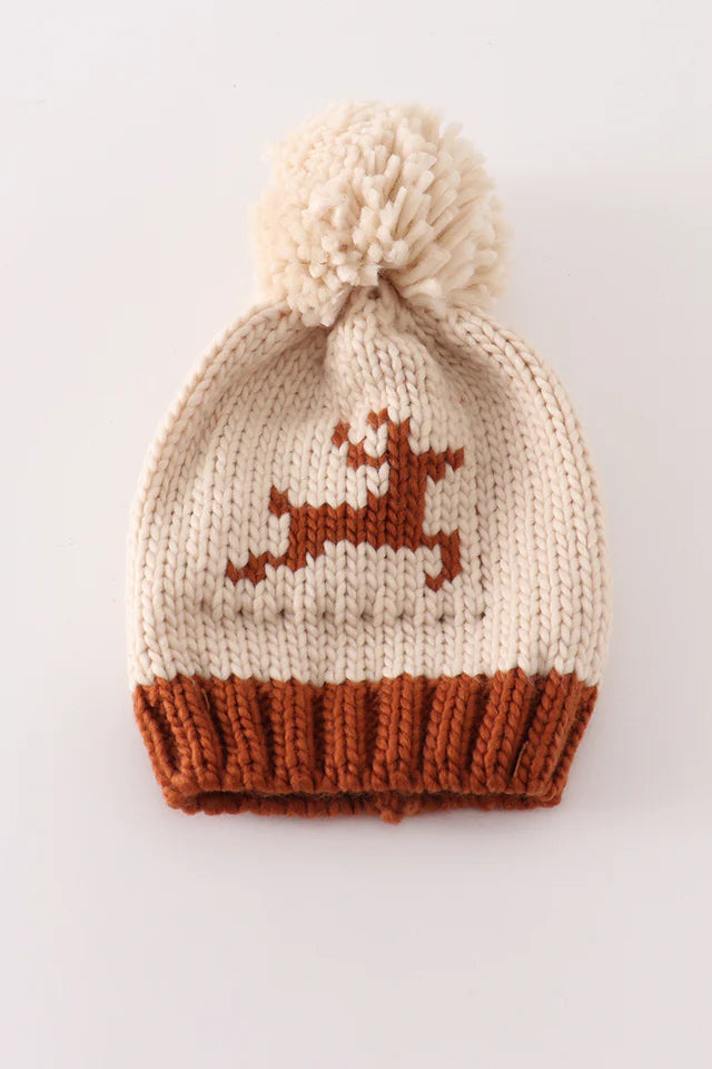 Reindeer Cable Beanie in Beige- Baby & Kids