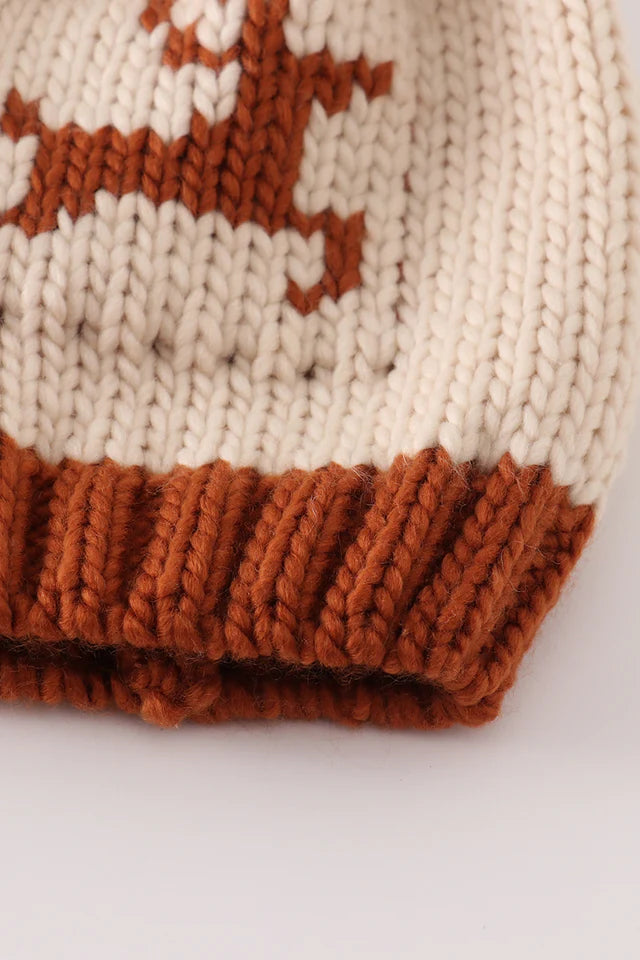 Reindeer Cable Beanie in Beige- Baby & Kids