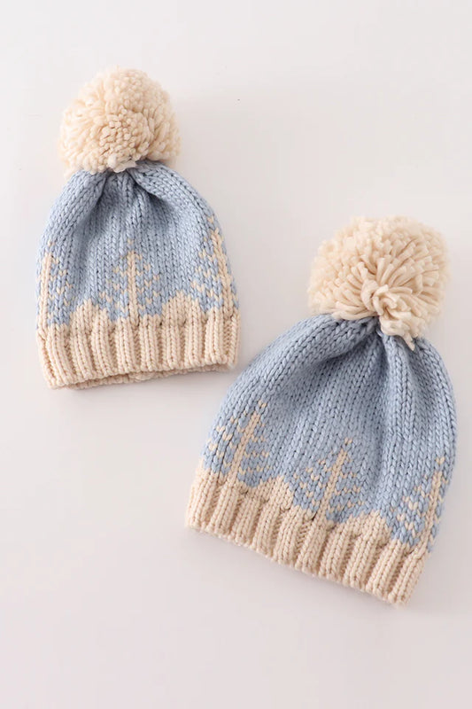 Christmas Tree Cable Beanie in Blue- Baby / Kids