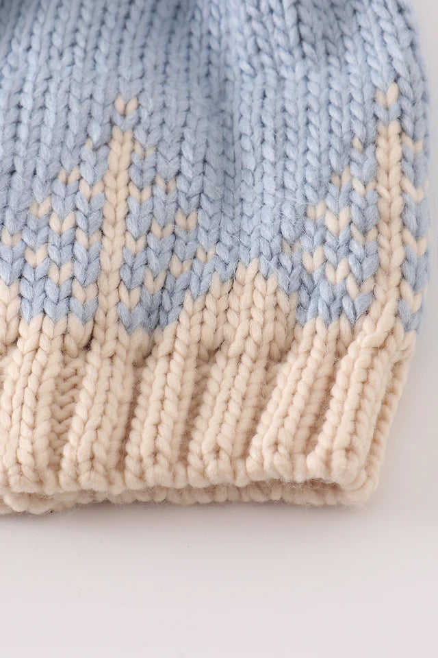 Christmas Tree Cable Beanie in Blue- Baby / Kids
