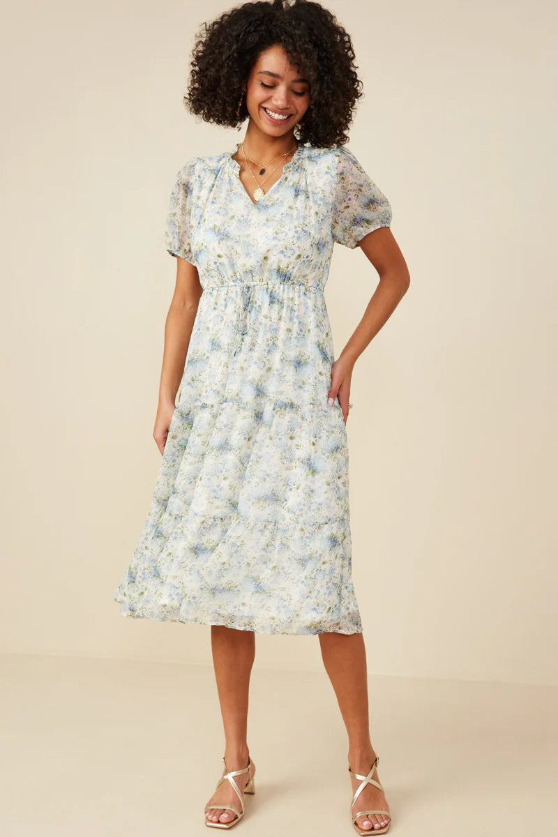 Maylin Dress in Blue Mix- Misses and Plus (S-3X)
