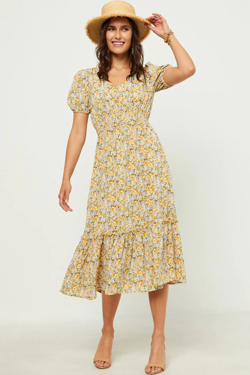 Sunni Dress in Yellow- Misses (M-L
