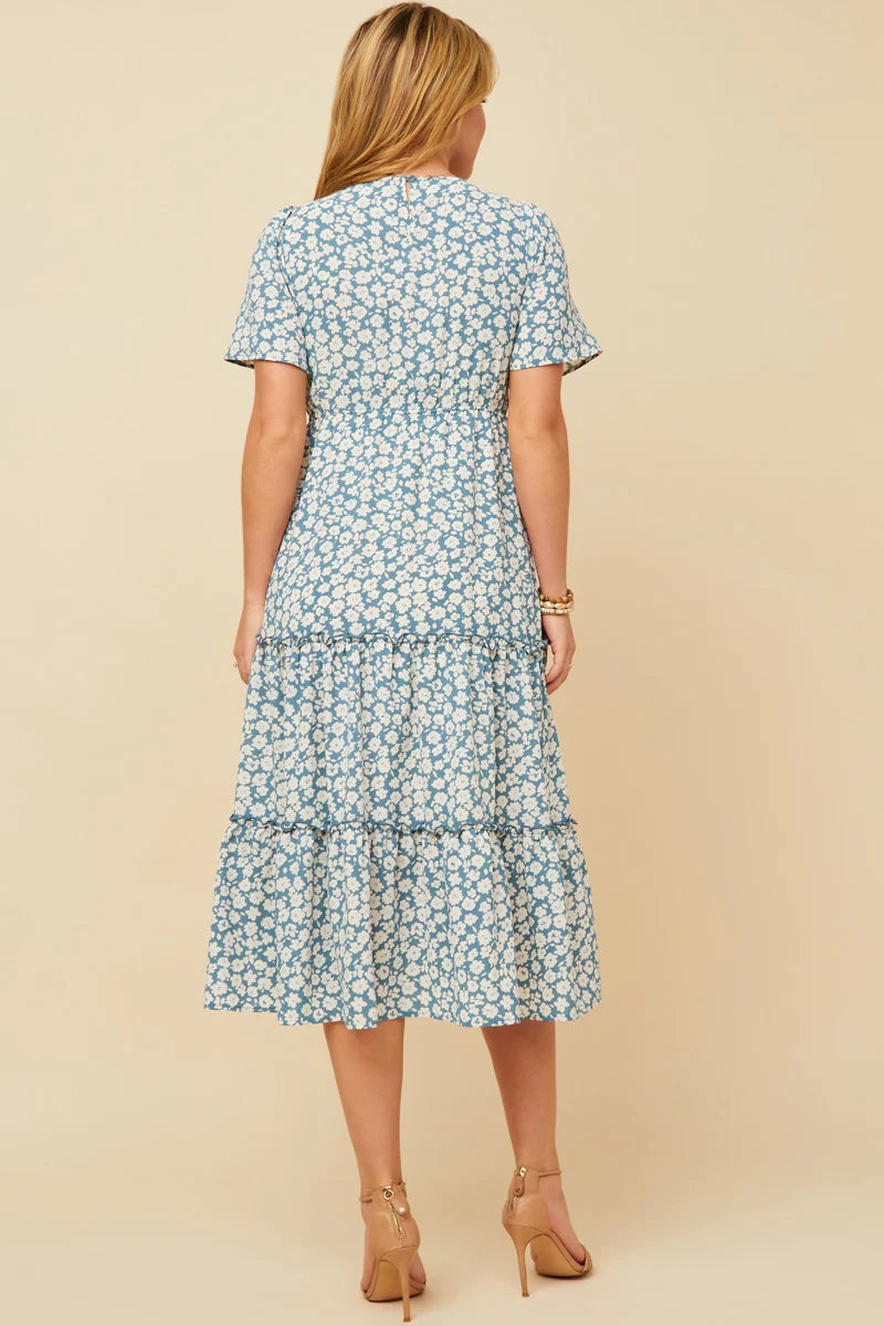 April Dress in Dusty Blue- Plus (1X-2X)