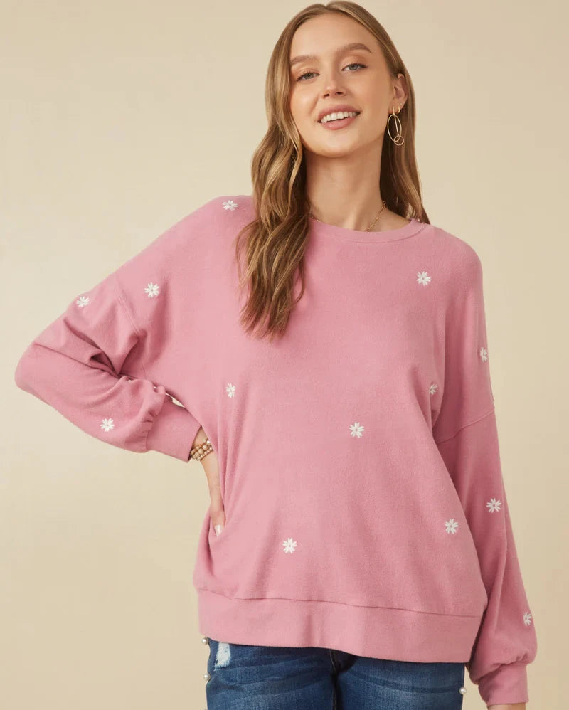 Daisy Mae Sweatshirt in Pink- Misses (S-L)