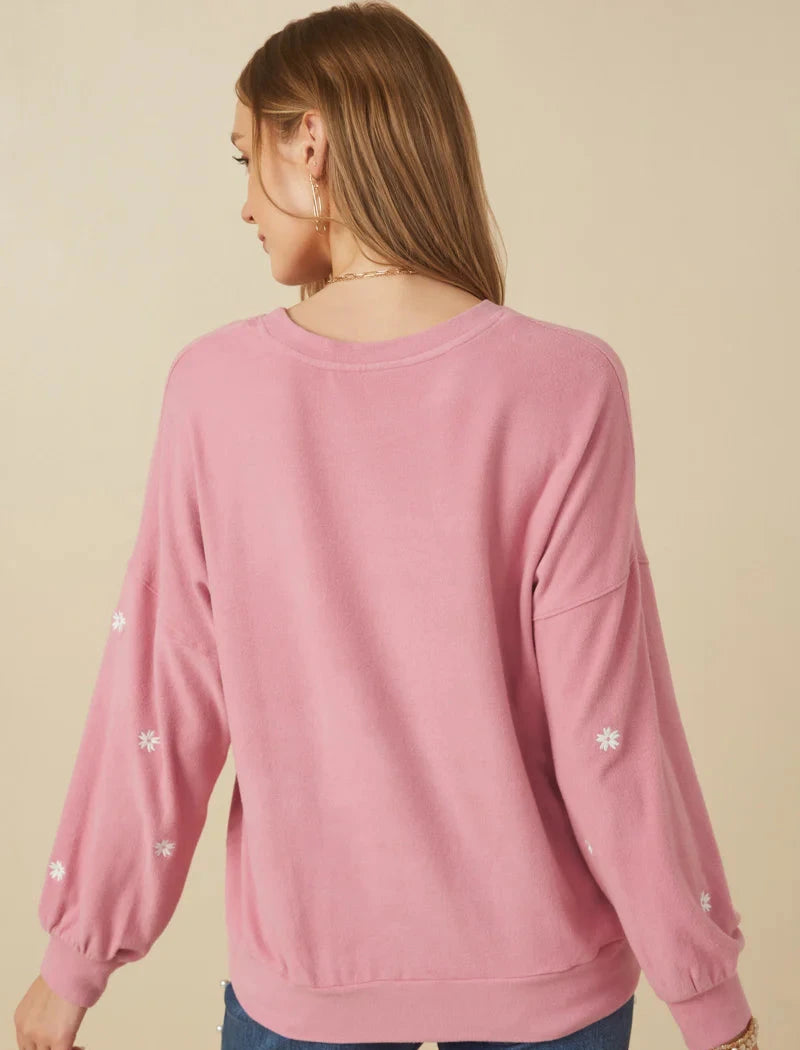 Daisy Mae Sweatshirt in Pink- Misses (S-L)