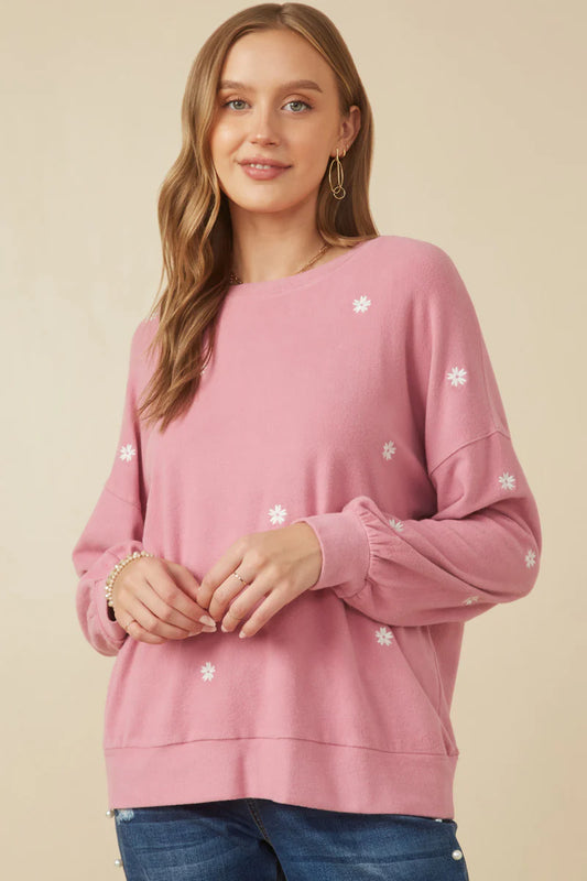 Daisy Mae Sweatshirt in Pink- Misses (S-L)