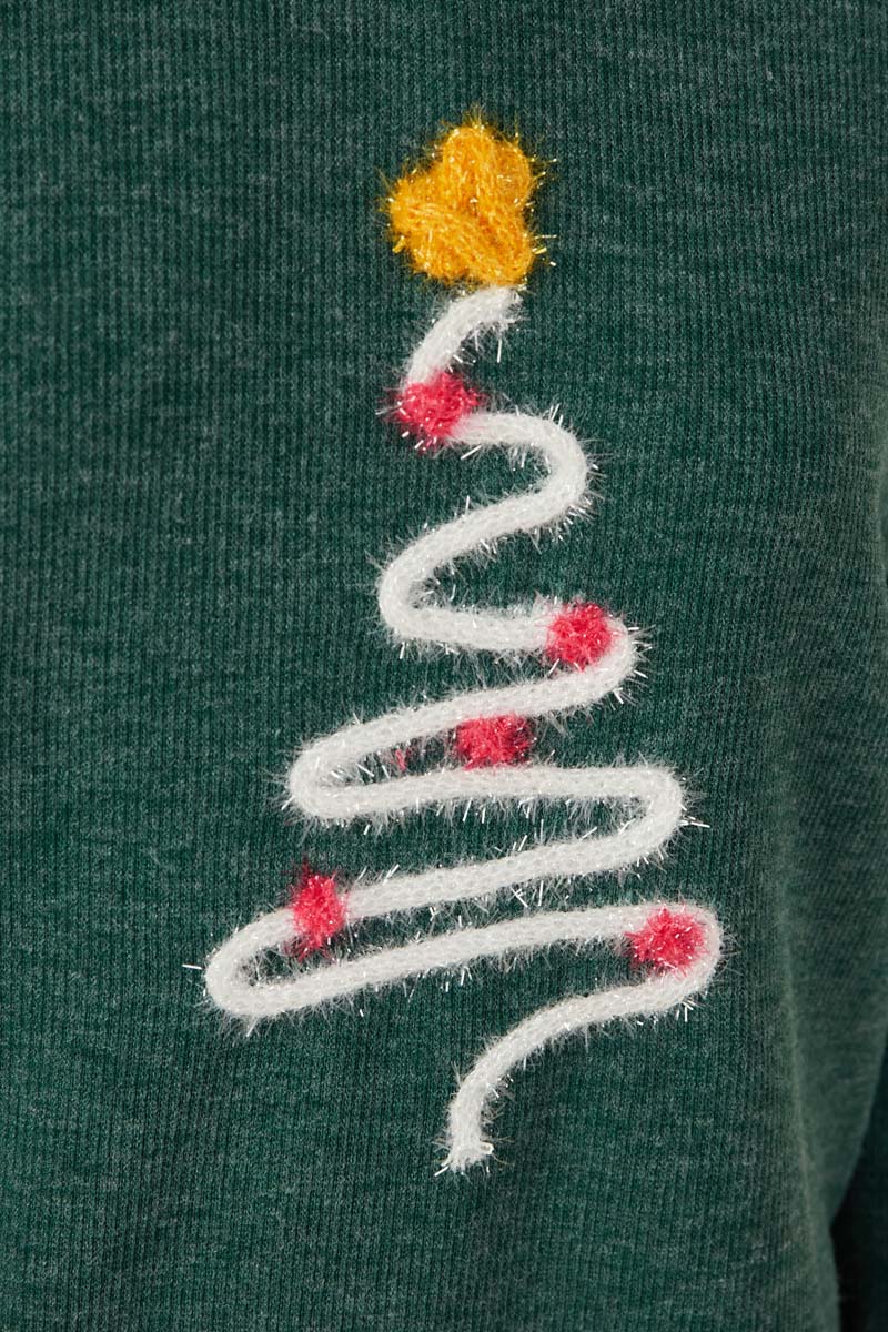 Noel Knit Top in Green- Misses and Plus (S-3X)