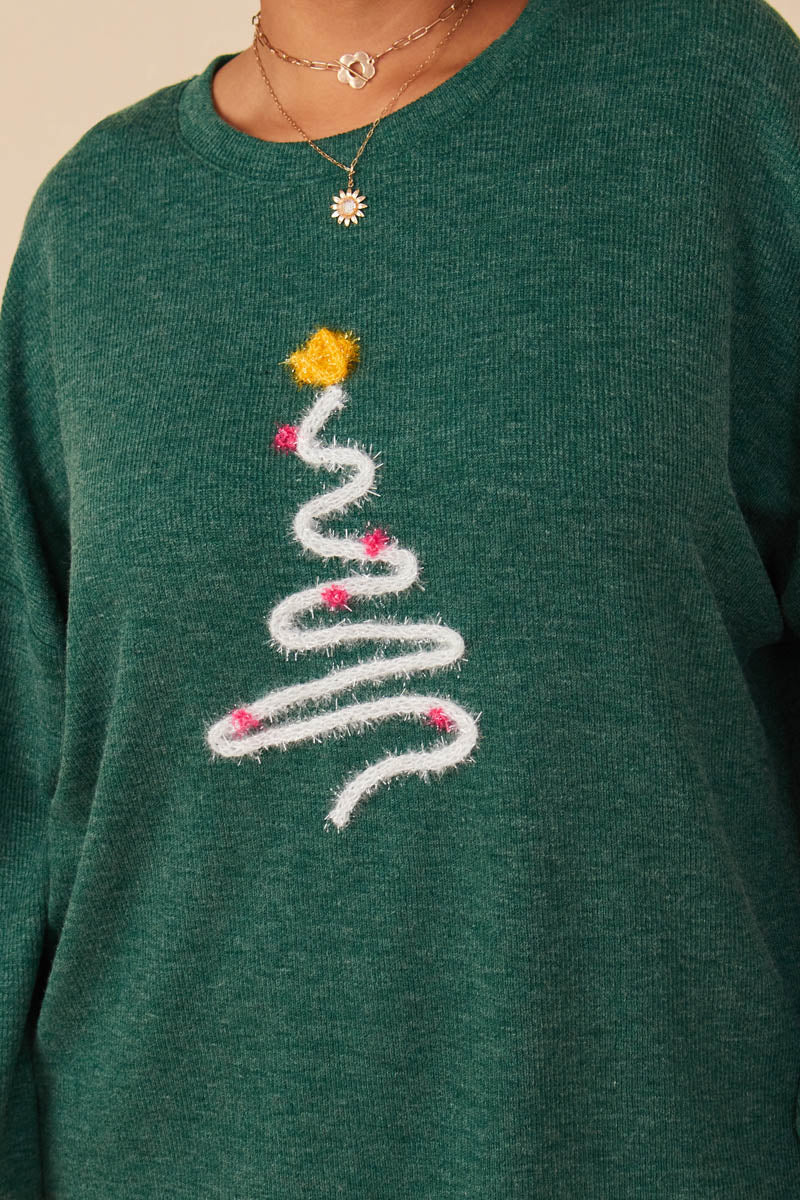 Noel Knit Top in Green- Misses and Plus (S-3X)