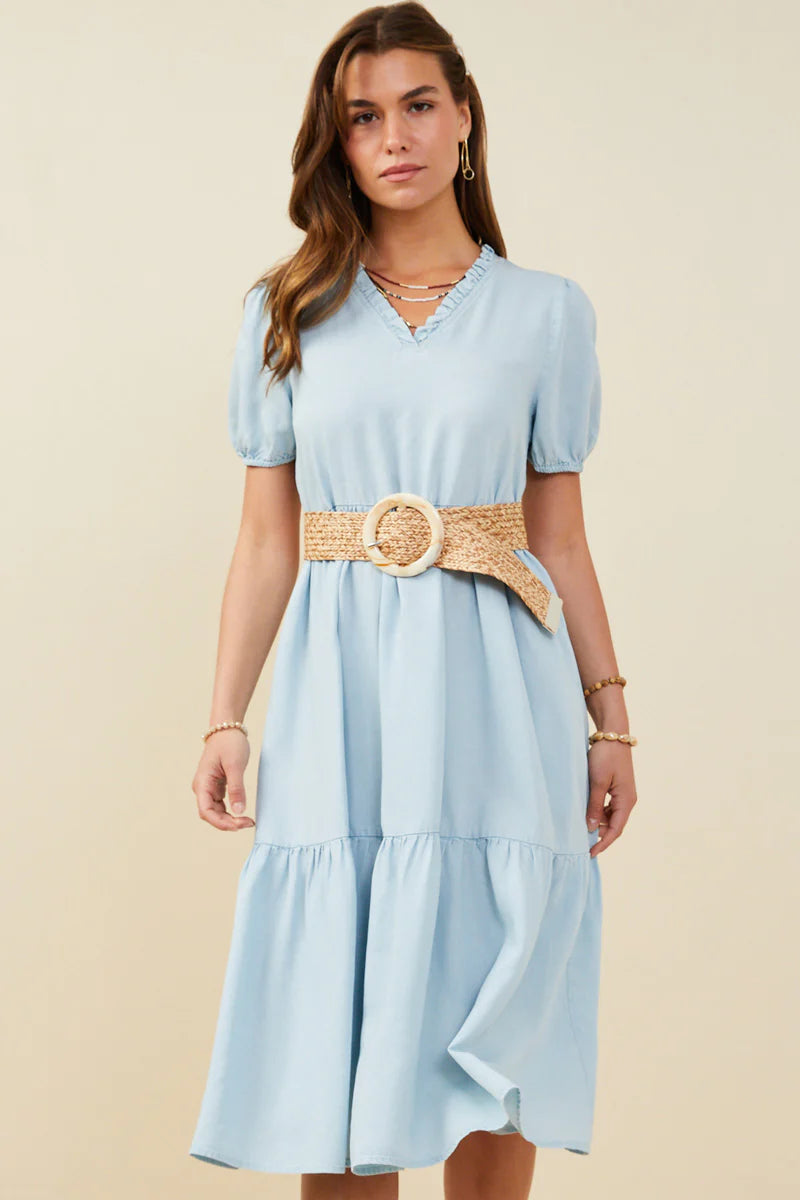 Wendy Dress in Light Denim- Misses and Plus (S-L,2X)