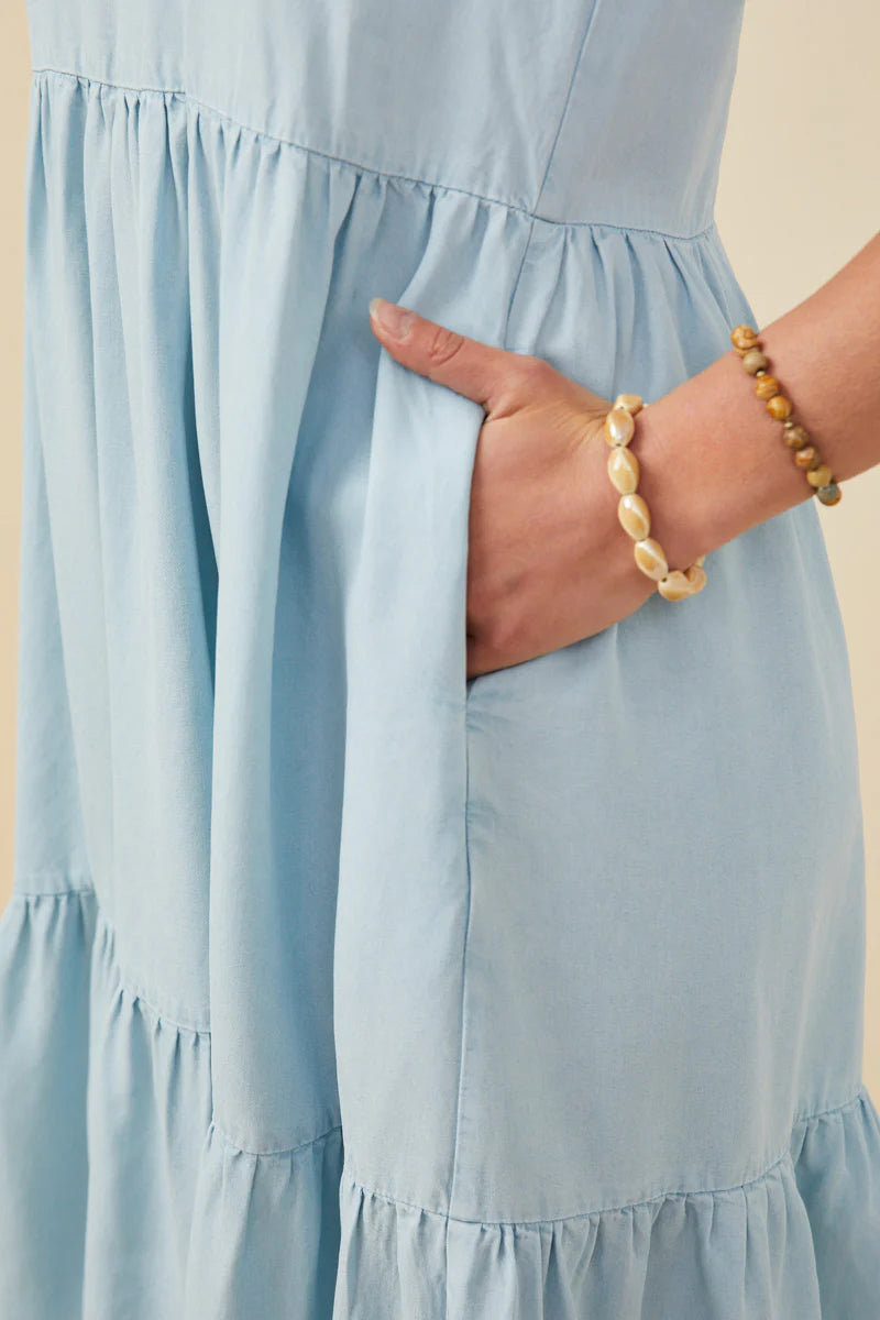 Wendy Dress in Light Denim- Misses and Plus (S-L,2X)