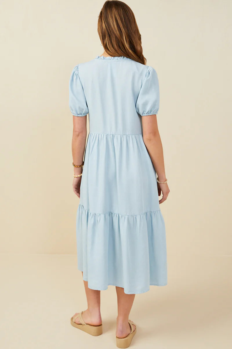 Wendy Dress in Light Denim- Misses and Plus (S-L,2X)