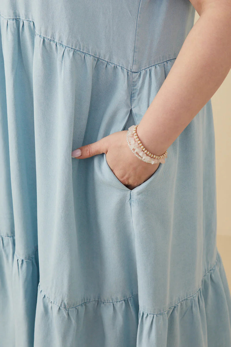 Wendy Dress in Light Denim- Misses and Plus (S-L,2X)