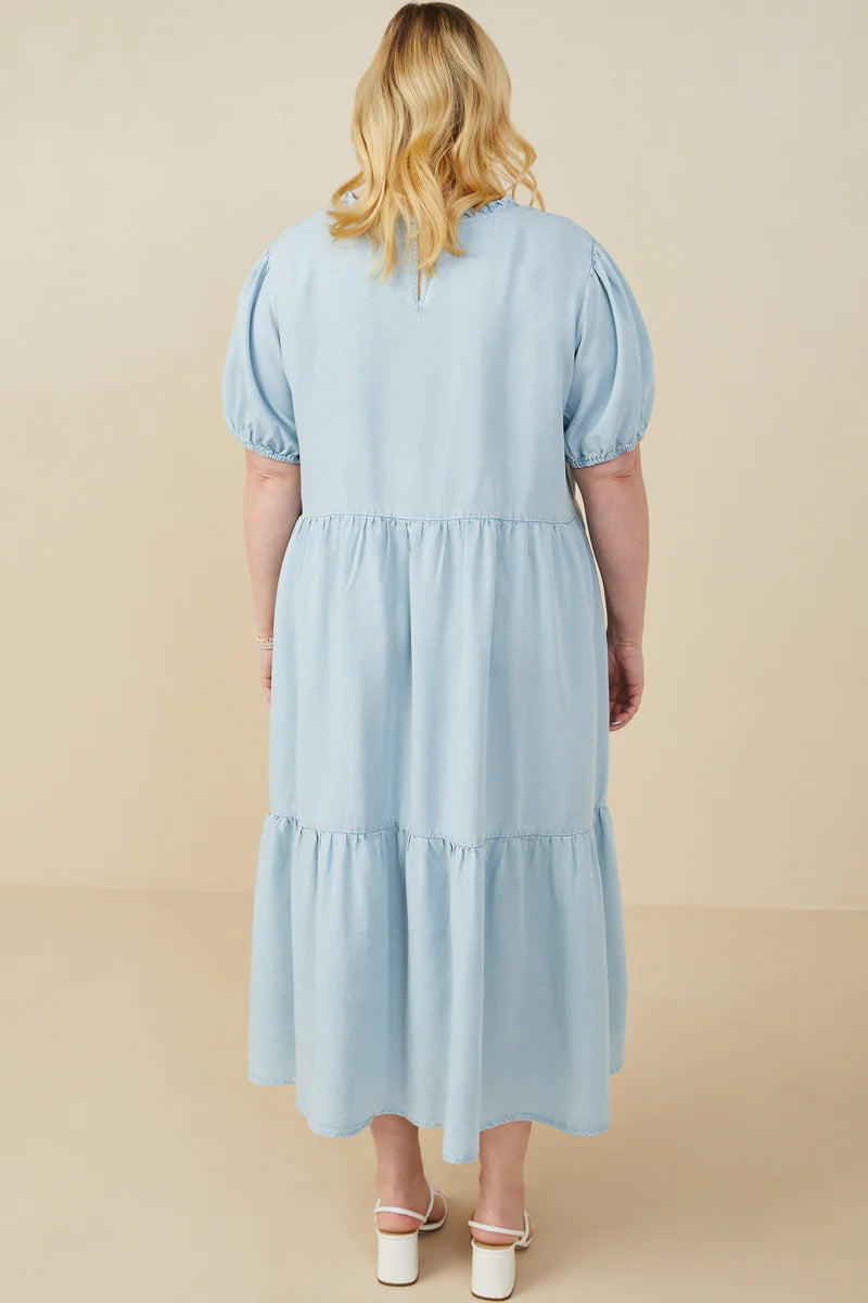 Wendy Dress in Light Denim- Misses and Plus (S-L,2X)