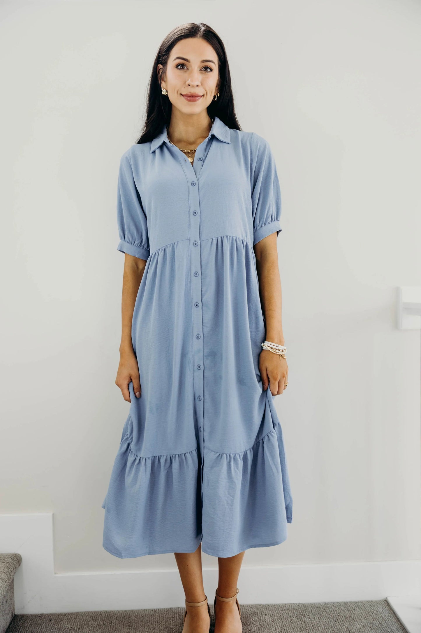 Leo Dress in Peaceful Blue- Misses and Plus (XS-M,2X,3X)