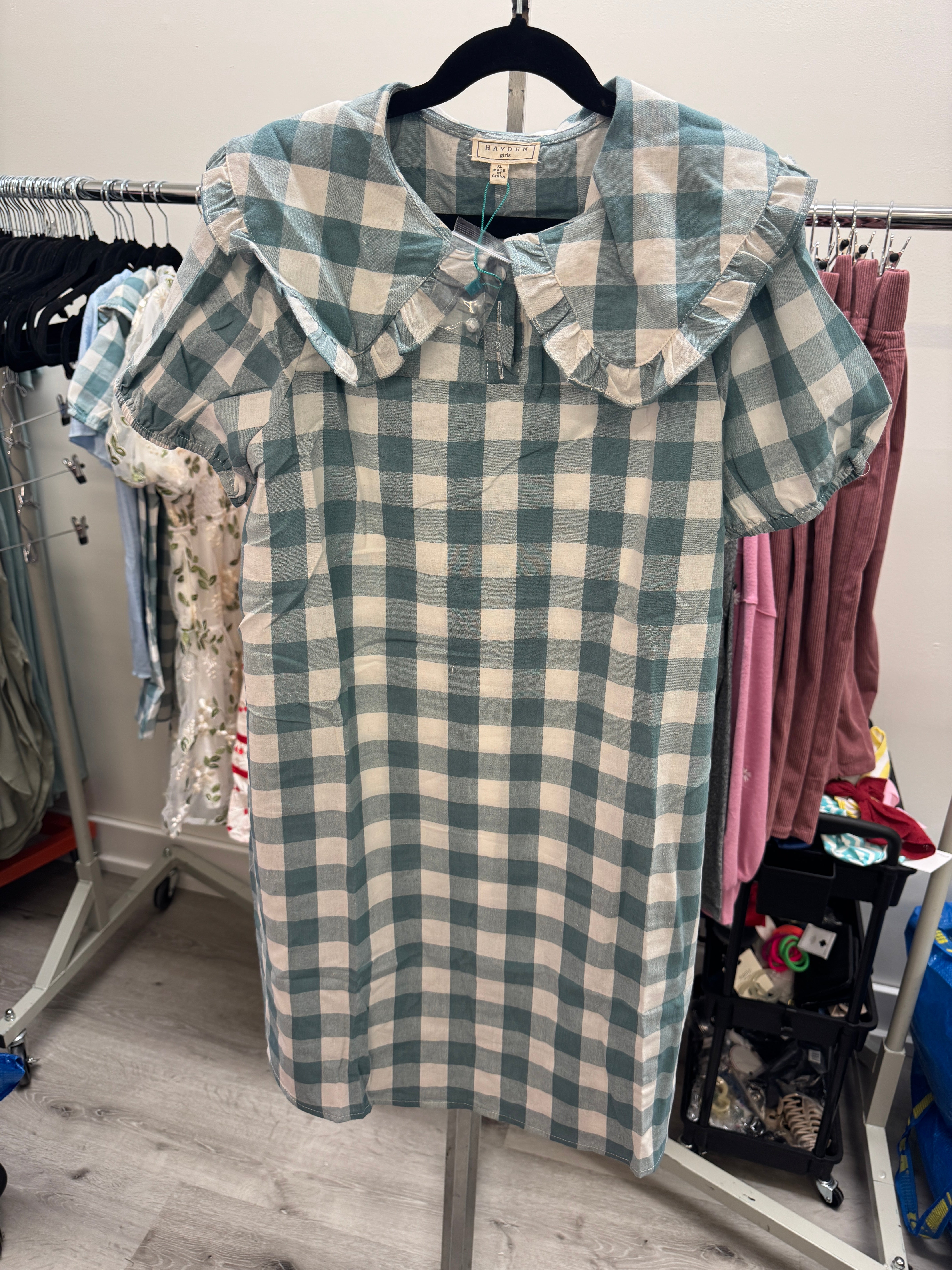 open lace back dress Gaia Blue Gingham Dress - All The Wild Rose