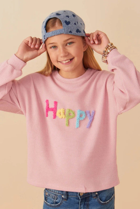 Happy Sweater in Blush- Tween (S 7/8 - XL 13/14)