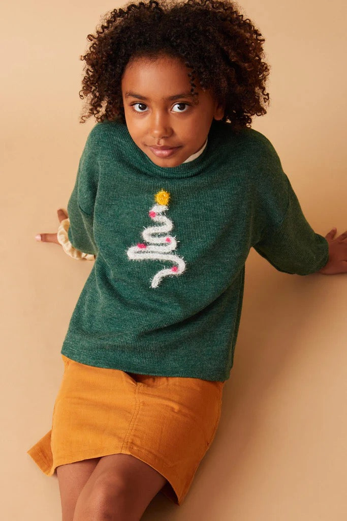 Noel Knit Top in Green- Tween (S 7/8 - XL 13/14)