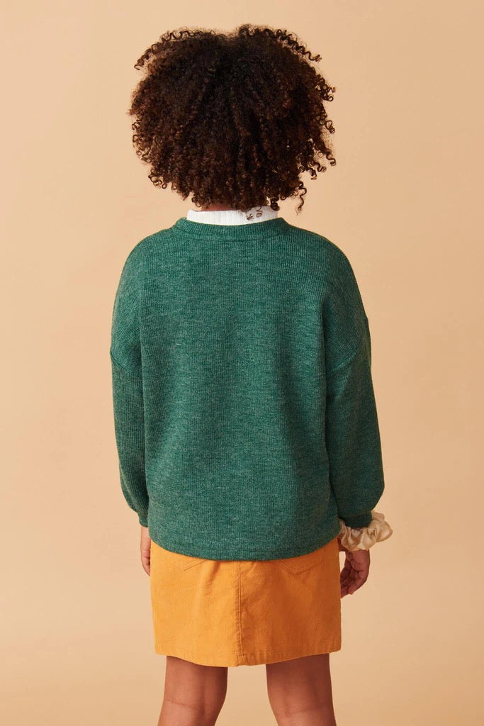 Noel Knit Top in Green- Tween (S 7/8 - XL 13/14)