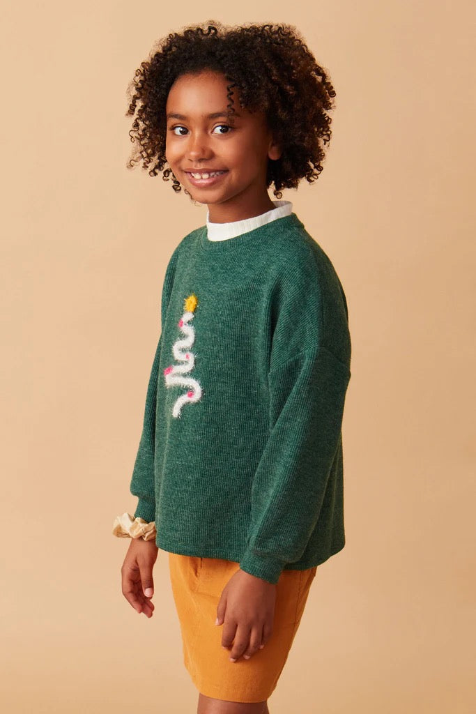 Noel Knit Top in Green- Tween (S 7/8 - XL 13/14)