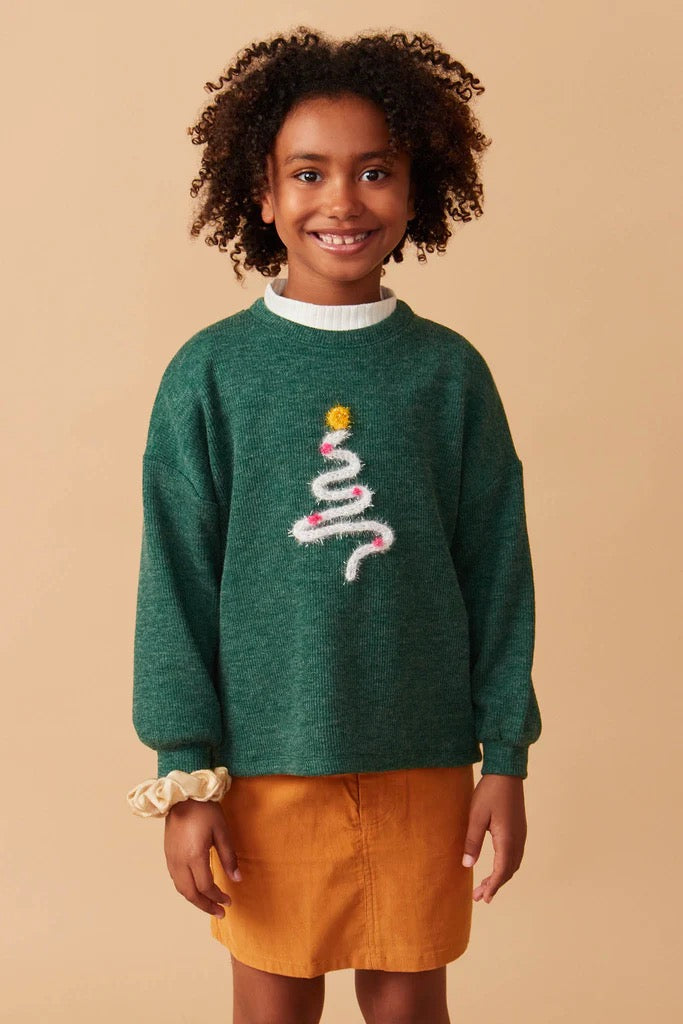 Noel Knit Top in Green- Tween (S 7/8 - XL 13/14)