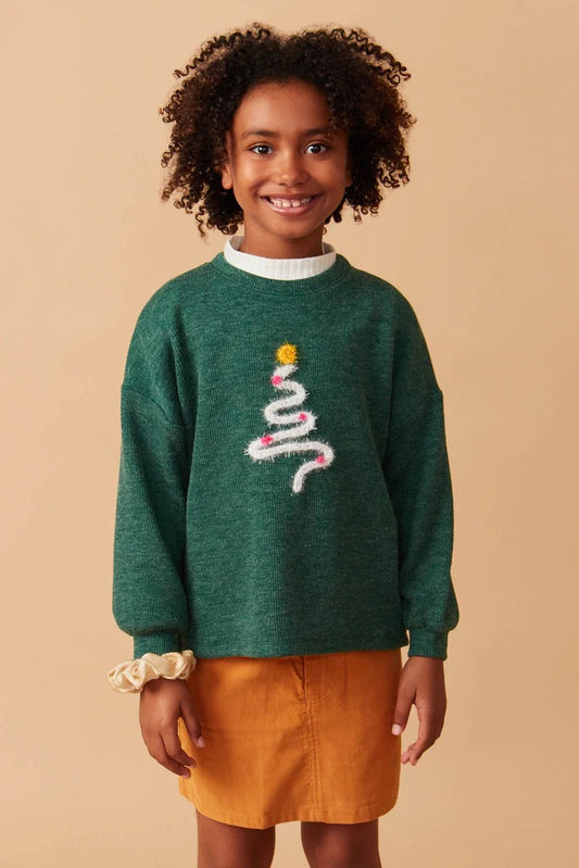 Noel Knit Top in Green- Tween (S 7/8 - XL 13/14)
