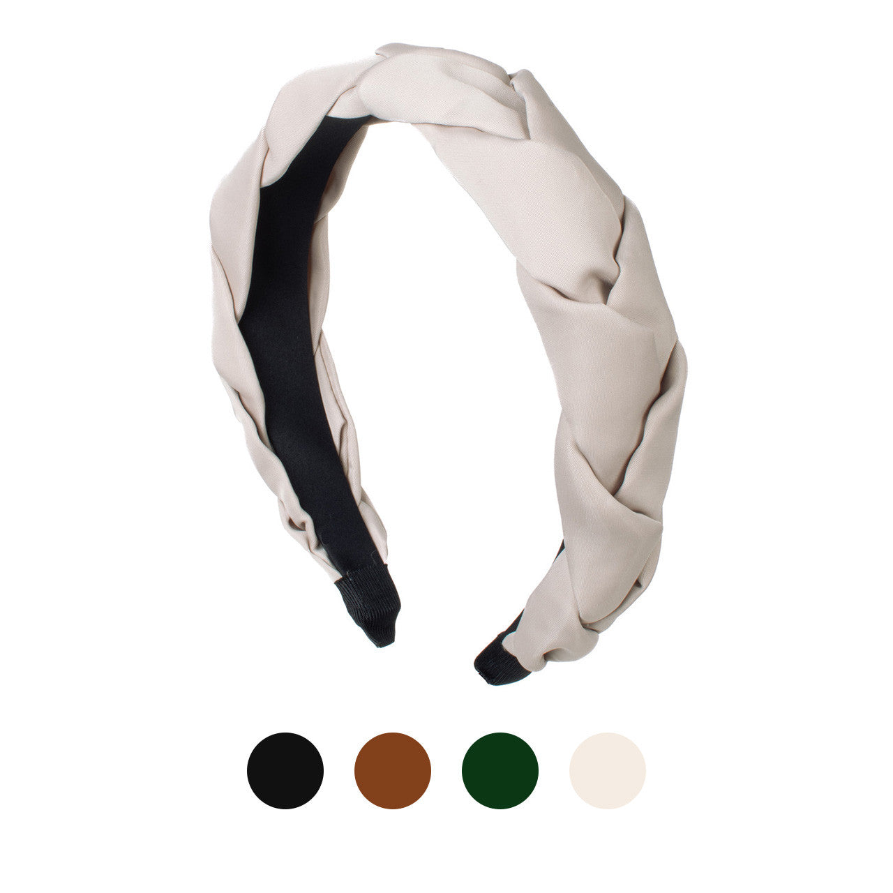Chic Wide Braided Headband in Beige