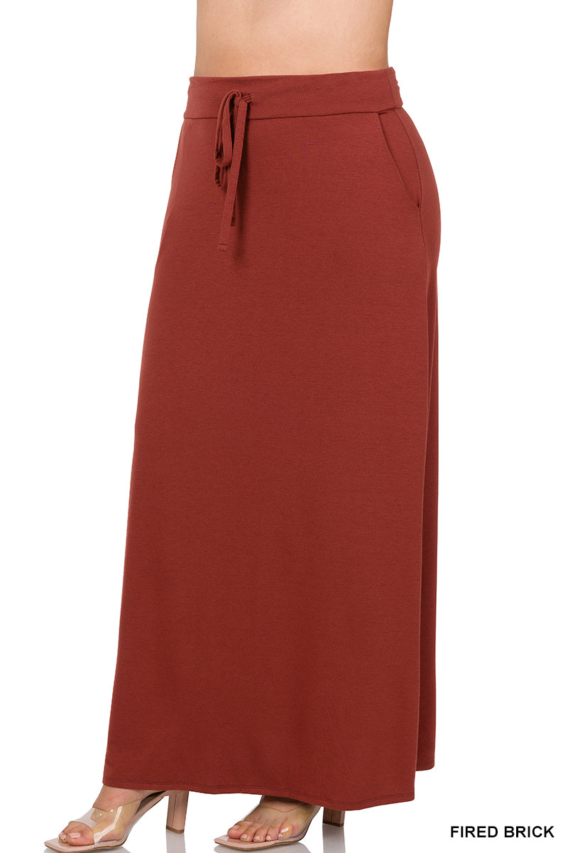 Maddie Maxi Skirt in Fired Brick- Plus (1X-3X)