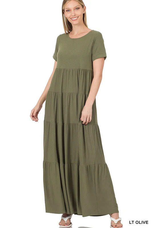 Lulu Maxi Dress in Lt Olive- Misses (S-M)
