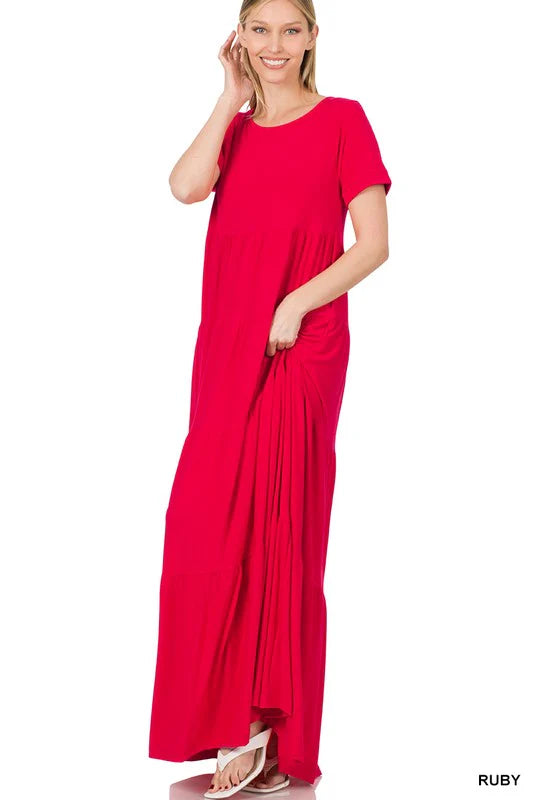 Lulu Maxi Dress in Ruby- Misses (S-XL)