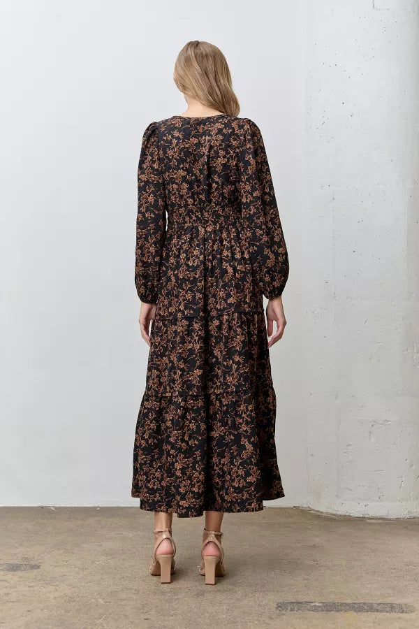 Merrin Dress in Black Multi- Misses and Plus (S-3X)