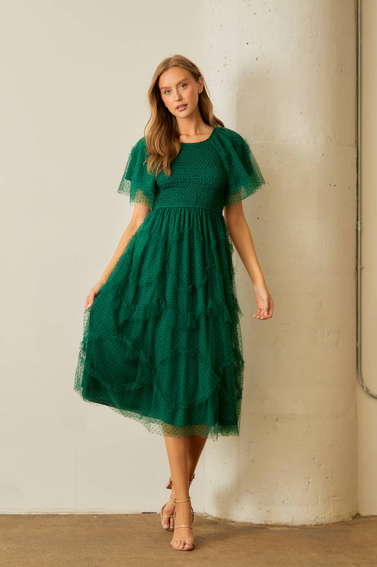 Ella Dress in Hunter- Misses and Plus (M,XL)