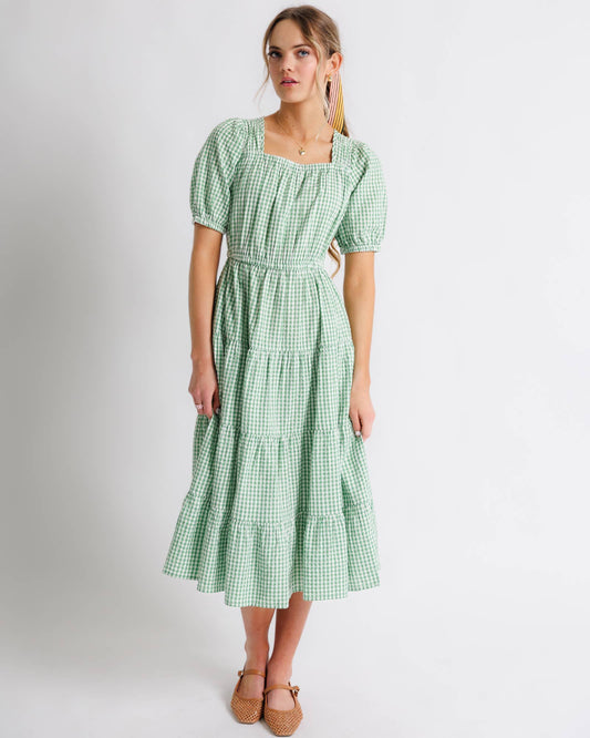Alexis Gingham Dress in Green- Misses and Plus (XS-2X)